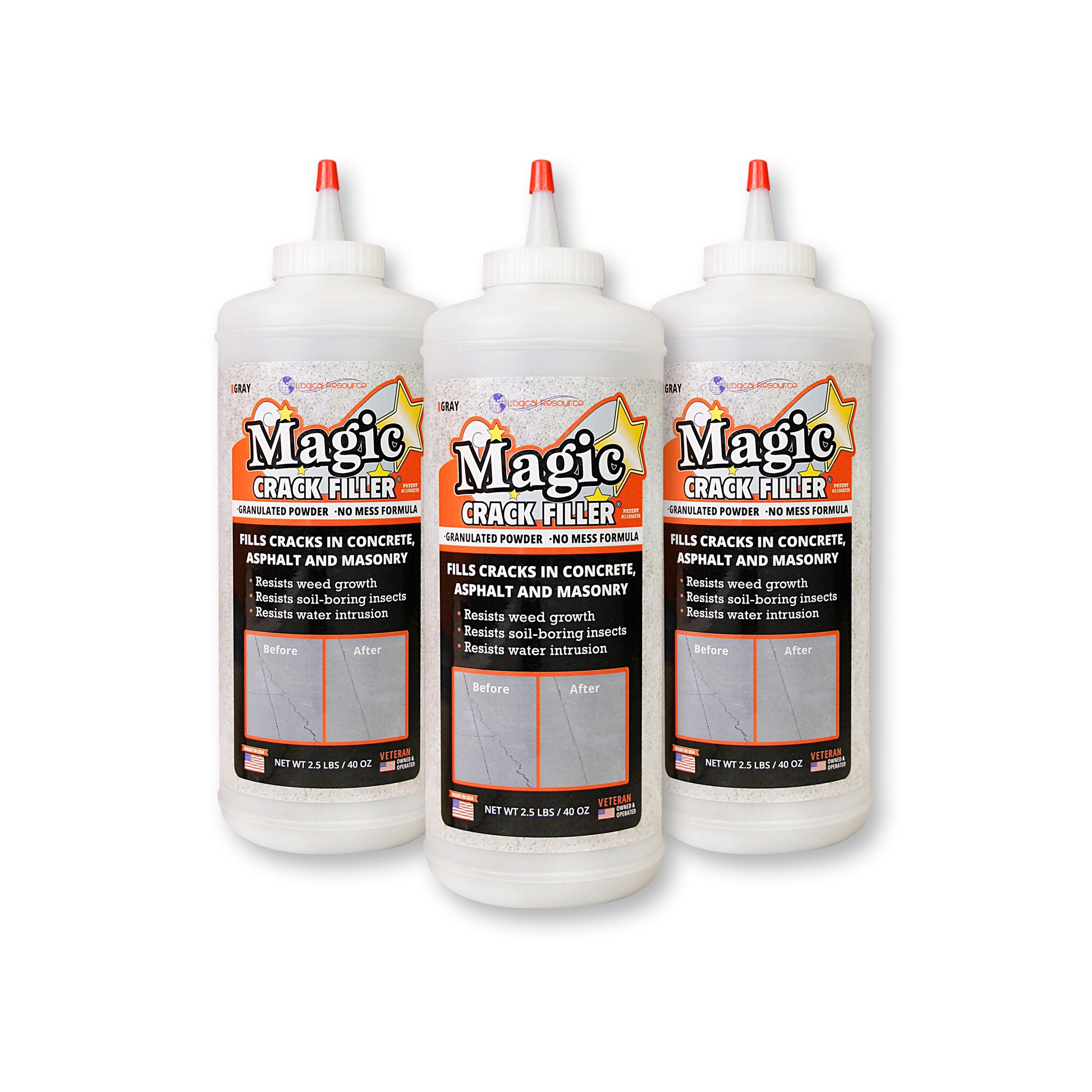 Magic Crack Filler Gray 2.5lb./40 oz. Bottle 3-Pack