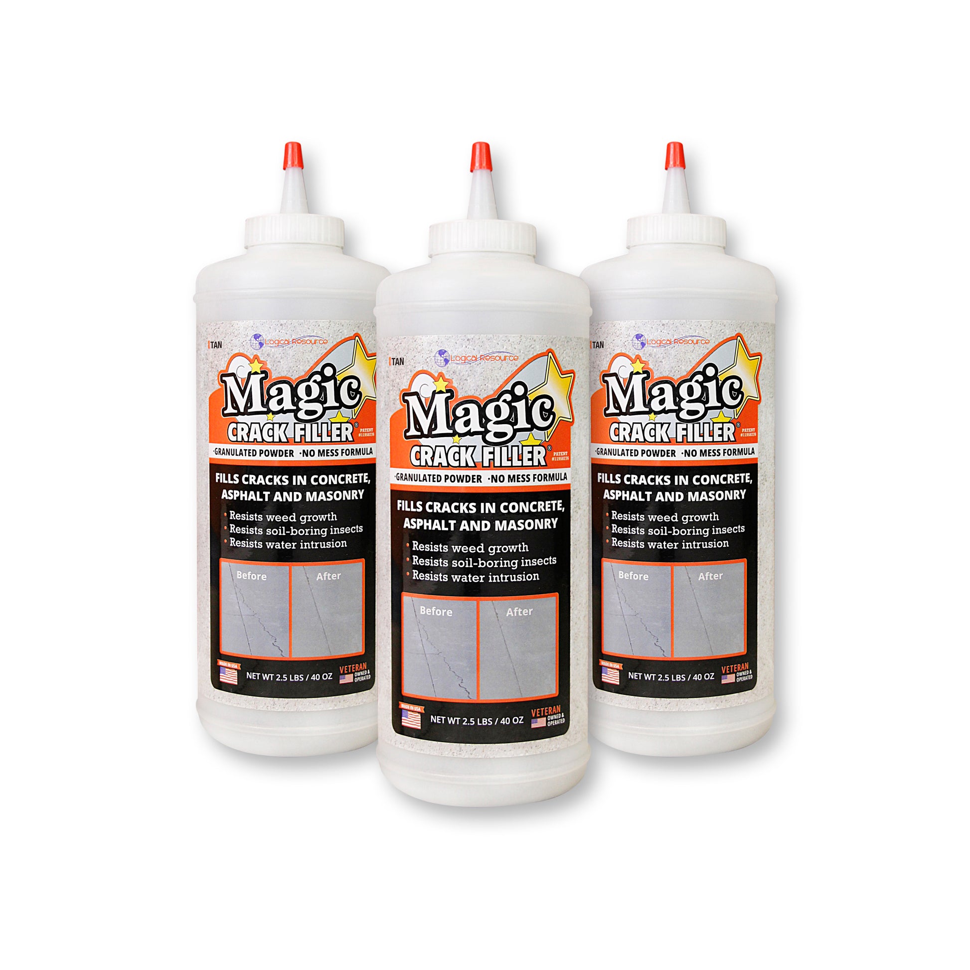 Magic Crack Filler Tan 2.5lb./40 oz. Bottle 3-Pack