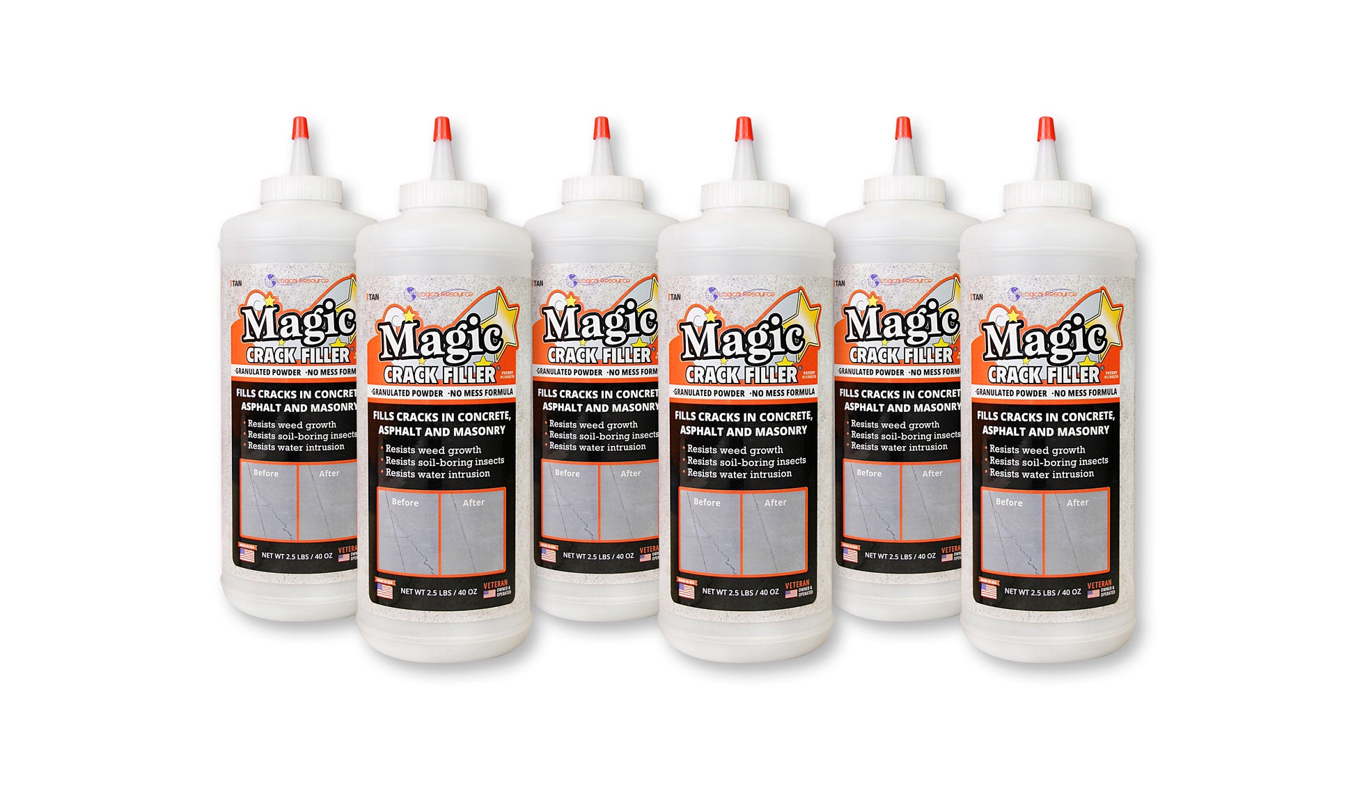 Magic Crack Filler Tan 2.5lb./40 oz. Bottle 6-Pack